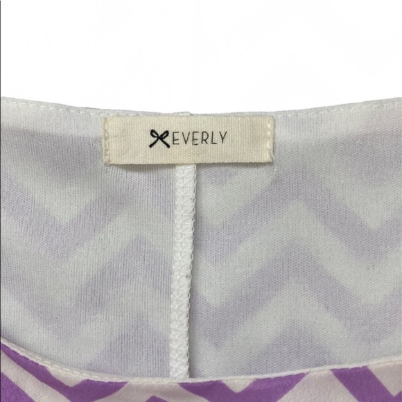 𝅺ANTHROPOLOGIE Everly retro mod purple chevron print mini tunic shift dress - Picture 5 of 8